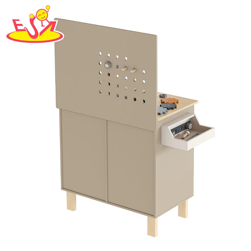 Kids Pretend Play Assembly Repair Tool Kit Wooden Workbench Toy With Tool Box W03D208C